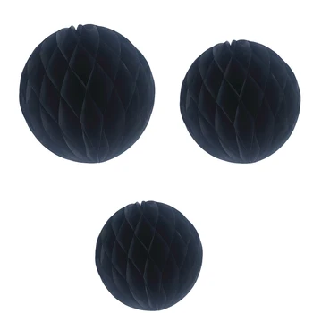 1бр Комплект 6 Инчови черни хартиени цветни топки Хартия мобилен топчета за кръщение Хартиени мобилни топки за кръщение Меден гребен