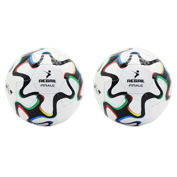 2 футболни топки REGAIL професионално размер 5, сгъстено топки за отборни мачове, зашити в машинното начин Футболни спортни топки
