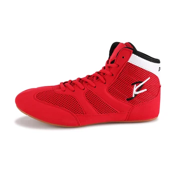 2024 Нова борцовская обувки за унисекс, синьо-червени боксови обувки, Мъжки Дамски Дишащи Спортни обувки, Чифт бойни обувки