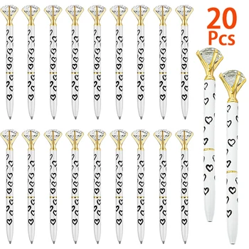 20pcs Диамантени Писалки с принтом във формата на сърце, Кристални Химикалки за жени, сватбени Подаръци със скъпоценни Камъни за младоженци