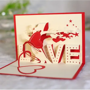 20PCS Триизмерна Поздравителна Картичка LOVE Едро Креативен Подарък За Рожден Ден Картичка Благословляющая