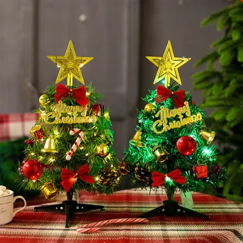 30 см. настолен Мини с подсветка, Малка изкуствена елха, Помещение за декорация на дома, на празничния мол, на Коледен подарък за парти