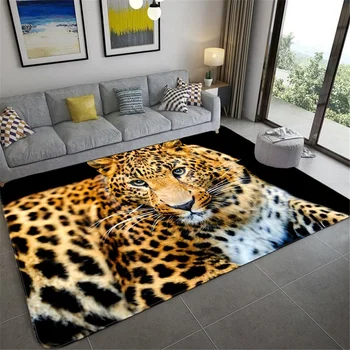 3D Леопард, Тигър, Лъв, котка, Нескользящие подложки големи подложки за хола, удобен килими, мека подложка за пода, постелки за спални