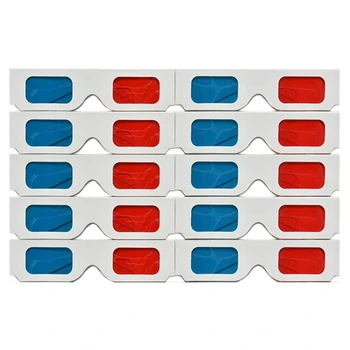 3D очила, 10 чифта червени и сини хартиени стереообъективов за филми, комплект 3D очила от анаглифной хартия