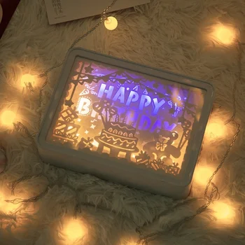 3D стереоскопичен огледало книжен скульптурная лампа САМ night light Коледен подарък за един човек и приятелка, подарък с творческа функция за рожден ден