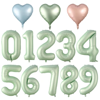 40-инчов Ретро зелен балон с цифри, Маслинено зелено, 0-9, Голям цифров топка от фолио с хелий, сватба, рожден Ден, Занаяти, детско шоу