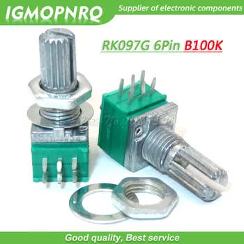 5ШТ RK097G 10K односвязный B10K с ключа аудио 6pin вал 15 мм уплътнителен потенциометър усилвател на мощност IGMOPNRQ