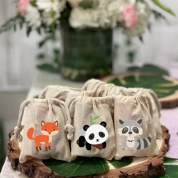 5шт Панда Лисица бонбони подарък пакети джунглата Горски животни диви тематичен рожден ден детски душ маса, украса за доставка