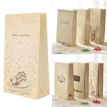 8 бр Крафт-хартия Коледен подарък Бисквити Бисквити пакет за закуски Парти Сватба с лък