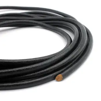 AaaZee 1 ярд 5 мм Кръгъл черен кабел от естествена телешка кожа за производство на бижута, гривни RLG5M11