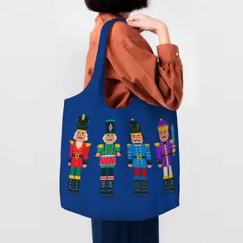 Cartoony войник, Коледен лешникотрошачката, подарък пазарска чанта, дамски холщовая чанта-тоут, здрави торбички за пазаруване в магазините за хранителни стоки, дамска чанта