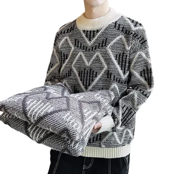 Harajuku Корейски Графичен Стил Пуловер, Мъжки Хип-Хоп Градинска Облекло Зимен Дебел Топъл Пуловер с Качулка за Мъже Модни Пуловери