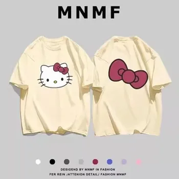 Hello Kitty, Новата пролетно-лятна детска тениска с анимационни герои за момичета, памучен дишаща долна риза за момчета, ежедневни с къс ръкав
