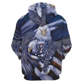 Hoody с образа на американския орел, мъжки дрехи с 3D емблема на ястреб, новост в толстовках, дамска мода Harajuku, пуловер y2k, hoody с качулка