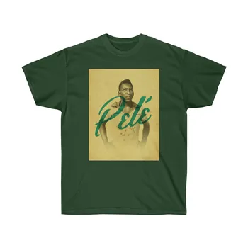 King Pele Златисто-зелена тениска унисекс от ултра памук