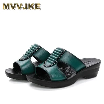 MVVJKE/ Нови летни модни сандали и чехли за мама, ежедневни дамски чехли с мека подметка, чехли на равна подметка с голям двор