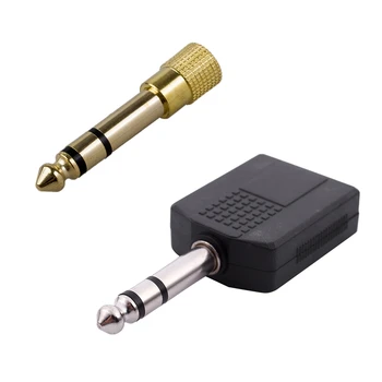 Адаптер За ГОРЕЩИТЕ слушалки Gold Plug & Моно 6,35 Мм Plug До Двойно 6,35 Мм Контакт Дърва Adapter Connector
