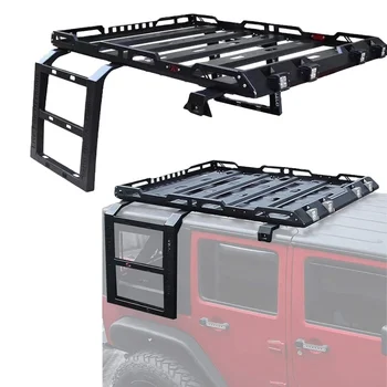Багажник за Покрива на Автомобила le-star 4X4 с Led Осветление Комплект За Закрепване на Багаж на Рафтовете, Транспортна Количка за Wrangler JK JKU JL Gladiator