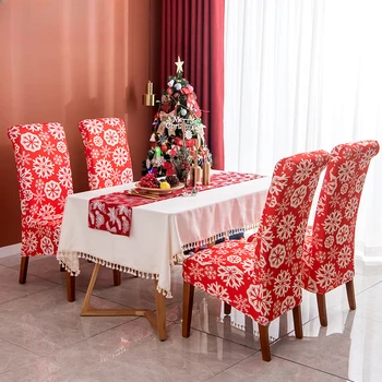 Вграден стол в европейски стил с печатни кърпа от млечен коприна, маса за хранене, стол за битови удобства, калъф за стол с висока облегалка в рождественском стил