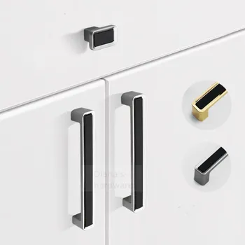 Висококачествена рамка за захващане дръжка на шкафа-от златисто-черен с сплав Nordic Light Луксозна рамка, която дръжка чекмедже на гардероба с един дупка Мебели за дома дръжка