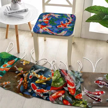 Възглавница с рибки Koi, подложка за стола с въже, меки възглавници за сядане, за хранене, тераса, домашния офис, за вътрешно и външно градина, възглавници