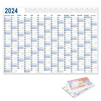 Годишен календар за 365 дни от дебела хартия, годишен планер за 365 дни, Голям плакатный календар с двустранен стикер за училищни занимания