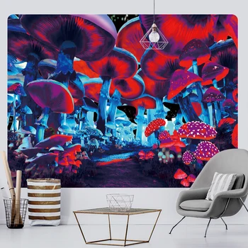 Горски психеделични гъби домашно художествена украса гоблен богемное украса кошмарен сцена стенен таро килимче за йога
