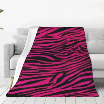 Готическа розово одеяло на ивици на Зебра, Velvet Годишният климатик, Многофункционални Меки Наметала за дивана, кола, Плюшевое Коварен одеяло