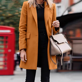 Дамски ежедневни лека тънка яке, приталенное палто, Сако с дълъг ръкав, офис бизнес палто