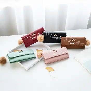 Дамски чанта от изкуствена кожа с набивным Вълнена топка, Монета, Пари, Сладък Прости Корейски мъкна със Зимна принтом, чанта за смяна на цветовете бонбони 2021