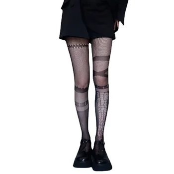 Дамски чорапогащи Аниме-чорапогащи Чорапи в окото с шарките на Лолита, секси чорапи-носочные изделия в стил харадзюку, найлонови дамски чорапогащи в стил Лолита 