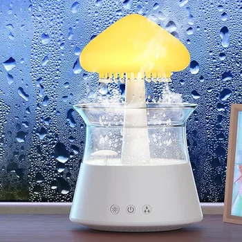 Дифузор овлажнител на въздуха Rain Cloud С дистанционно управление, лампа за капково водопад, Звуци Гъби на дъжд, бял шум, Овлажнители на въздуха трайни
