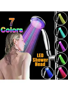 Душ с 7-цветен led подсветка, Без батерия, Автоматична светещ накрайник за душ с променящите се цвят за романтична автоматично оформяне баня