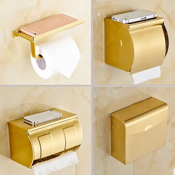 Държач за тоалетна хартия от неръждаема стомана 304 с рафт, Мобилни телефони за баня, Златна Закачалка за кърпи, Държач за тоалетна хартия, кутии за салфетки