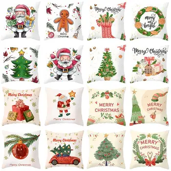 Дядо Коледа, Коледна елха, снимки с принтом, калъфи за възглавници, калъфки за възглавници, начало декор, вечерни автомобилни постелки