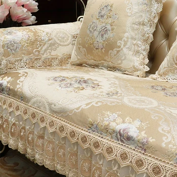 Европейската мека мебел възглавница Four Seasons, универсална жаккардовая плат с бродерия, нескользящий калъф за дивана, висококачествен луксозен калъф за диван от шенилна
