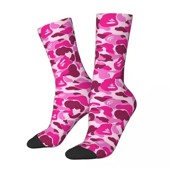 Ежедневни Розови камуфляжные баскетболни чорапи от полиестер в стил милитари Дълги чорапи за унисекс