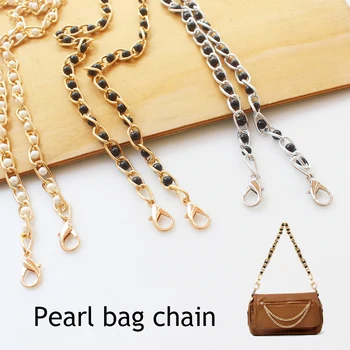 Елегантна дамска чанта с имитация на верига от перли, подменяйки дълга чанта през рамо, лента за торби с женската дръжка, детайли чанти за рамо