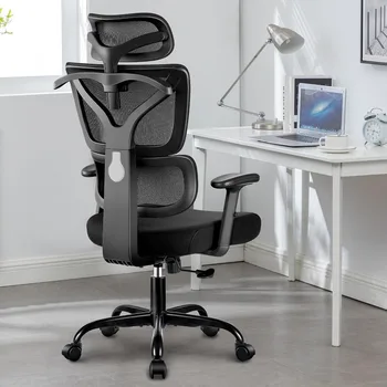 Ергономия офис стол игралното стол с висока облегалка, голям комфорт при откидывании, лумбална подкрепа, дишащи регулируеми подлакътници