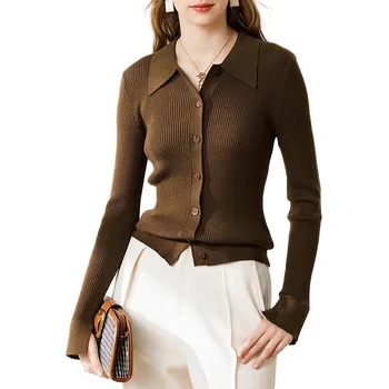 Жилетка с къси ръкави в рубчик от смесовой вълна, дамски пуловер, Незаменим вязаная яке M-XL