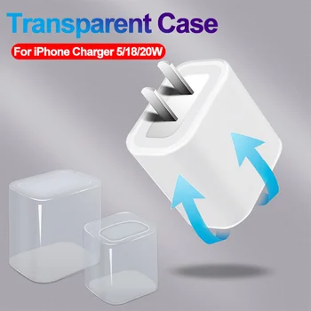 За Apple iPhone Адаптер за Зарядно Устройство Защитен Калъф 5 W 18 W 20 W Прозрачен Капак кутии За iPhone 14 13 12 Pro Max 8 7 Plus Зарядно Устройство