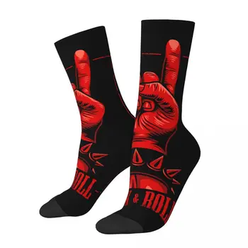 Забавни мъжки чорапи ръка за ръка със знака на рок-н-рол Реколта рок-н-ролльная музика Harajuku безшевни чорапи за екипажа с подарочным модел