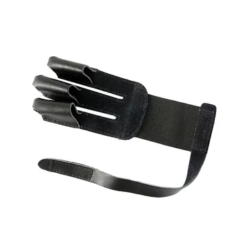 Извита ръкавица за лък, защитен пръст за стрели, Черни ръкавици, защита на три пръста