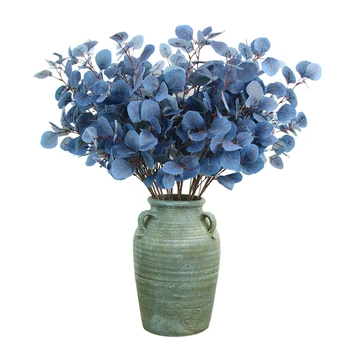 Имитация на листа растения, Цветя, Клон Творчески Сини листа от Евкалипт Резници, Украса на стаята за дома Изкуствени цветя Стъбло