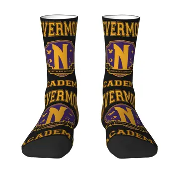 Кавайные смешни чорапи за Хелоуин в стил Wednesday Addams Goth За жени и мъже, топли спортни и футболни чорапи с 3D печат
