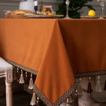 Кадифе покривка в европейски стил, величествена и разкошна, ретро-оранжева на поръчка за ресторант