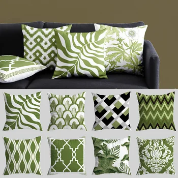 Калъфка в скандинавски стил, тъмно-зелен геометричен листа, за украса на дивана, кола, калъф за възглавница, домашен декор