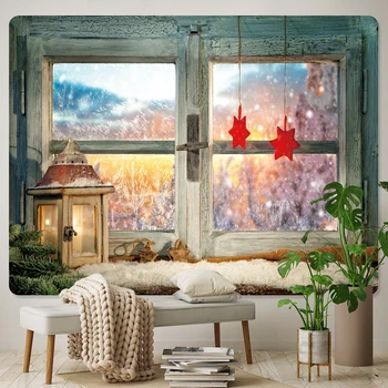 Коледа прозорец, декорация на дома, гоблени, богемное украса в стил хипи, кошмарен сцена, монтиране на украса за спални, монтаж на стена за украса