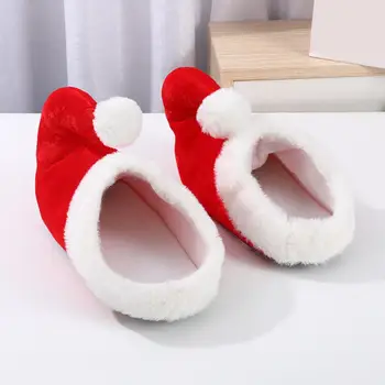 Коледни чехли Дядо Коледа, Празнична червена обувки с анимационни герои, Чехли Дядо Коледа