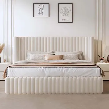 Компактен Брачното Легло с Минималистичен Естетичен Шкаф За Съхранение на Вещи Двойно Легло Размер Queen Size Модерно Луксозно обзавеждане За спални Cama De Casal